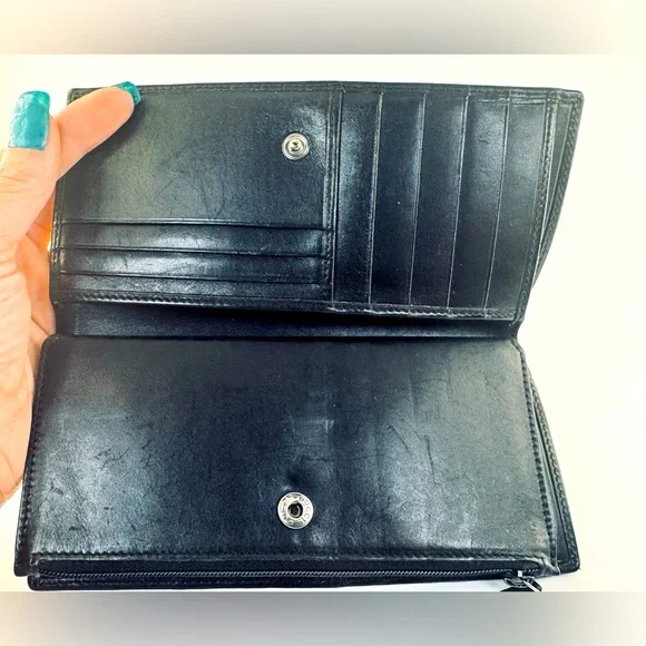 Gucci Long Wallet Black Eel Skin Vintage Exotic Leather Rare Authentic - Picture 9 of 15